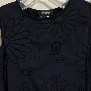 Bebe floral black cold shoulder top
